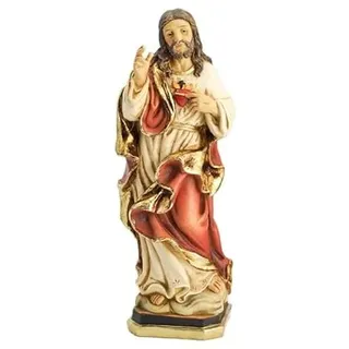 DRW Heilige Figur Herz Jesu imitiert Holz Handbemaltes Harz 20 cm