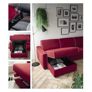 Ecksofa Modern Design Sofa Focus Stoff L-Form Couch Wohnlandschaft Italien Möbel - Rot