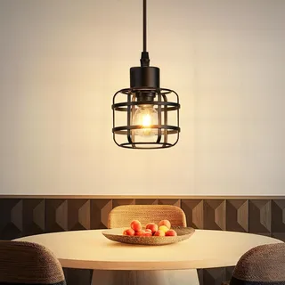 ZMH Pendelleuchten Esstisch Hängelampe Vintage Hängeleuchte Metall 1 Flammig E14 Esstischlampe Schwarz Pendellampe Höhenverstellbar für Wohnzimmer