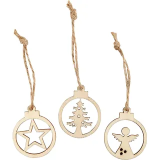 Creativ Company 54464, Weihnachtsbaumschmuck, Sperrholz, Holz, 24 Stück(e), Box, 30 mm - Braun