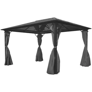 Pavillon mit Vorhängen Anthrazit Aluminium 400 x 300 cm - Grau