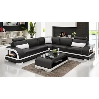 wohnzimmer Leder xxl couch sofa moderne designer eckpolster polster 2tl. + Tisch - Orange