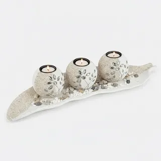 Relaxdays Teelichthalter Set Creme Beige