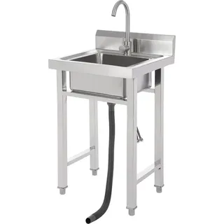 Gewerbliche Spüle, langlebiger Edelstahl, benutzerfreundliches Design, Silber - Silber