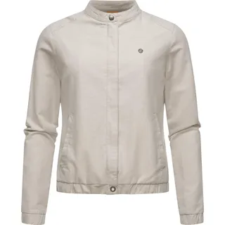Kurzjacke RAGWEAR "Kurzjacke Malawi Linen", Damen, Gr. L, beige (bone), Obermaterial: 65% Baumwolle CO. 35% Leinen LI.  Obermaterial: Futter: 100% Polyester PES., normal hüftbedeckend, Rundhals, Ärmel ohne Ärmelschlitz elastischer Bund, Jacken Kurzjacke, Leichte Leinen Übergangsjacke