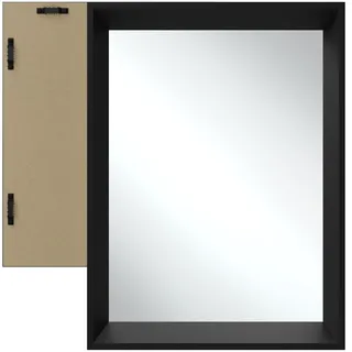 tectake® großer Spiegel, Spiegel Wand schwarz, Wandspiegel groß mit Rahmen als Badezimmerspiegel, Wohnzimmer, Schlafzimmer Deko, Flurspiegel, Badspiegel, Wohnung - 40 x 60 cm