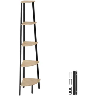 tectake Eckregal Portland ,inklusive Kippschutz, 34 x 34 x 158,5 cm,Industrial Holz hell, Eiche Sonoma , Holzwerkstoff , Beton Optik , Quadratisch , 34x158.5x34 cm , Wohnzimmer, Regale, Bücherregale