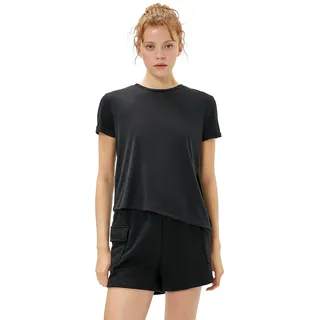 Koton Women Modal Mix Asymmetric Crop Sport T-Shirt