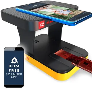 KLIM K2 Mobile Film Scanner 35mm + Positiv & Negativ Dia Scanner + Fotoscanner zum digitalisieren + Diascanner + Deine eigene Entwicklungsstation zu Hause + Dias selbst digitalisieren - Orange Schwarz