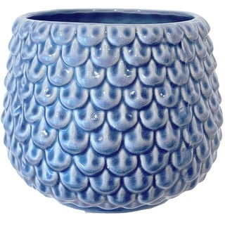 Nordring Retro Übertopf Vintage Pflanztopf für Zimmerplanzen Blumentopf Pino M (13,5 cm ø), blau, Keramik