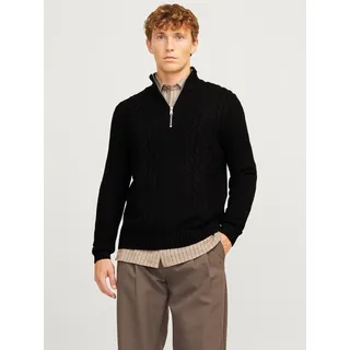 Jack & Jones Troyer »JJCRAIG KNIT HALF ZIP«, mit Zopfmuster, schwarz