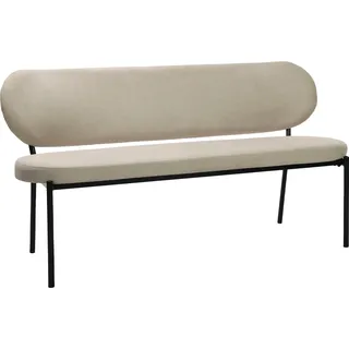 byLIVING Bank Jersey/Webstoff Taupe/Gestell Metall schwarz/Sitzbank mit Rückenlehne/Küchenbank/Esszimmerbank/Polsterbank/B 160, H 82, T 62 cm