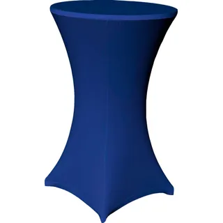 EXKLUSIV HEIMTEXTIL Stehtischhusse Stretch für Bistrotisch mit 4 Fußlaschen elastisch Ø 70-75x110-120 cm Blau