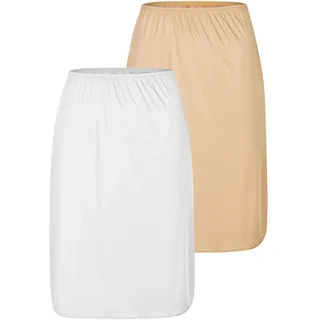 Unterrock NINA VON C. "2er Pack Halbrock Länge 60 cm Elegance", Damen, Gr. 48, bunt (weiß caramel), Obermaterial: 81% Viskose CV. 19% Polyester PES., Röcke Unterrock
