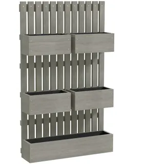 Outsunny Hochbeet Holz, verstellbar Pflanzbeet mit Rankgitter Frühbeet Gartenbeet Natur , Grau , 16x100x60 cm , Gartenzubehör, Hochbeete