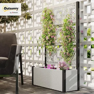 Pflanzkasten - Blumenkasten - Gemüsebeetkasten - Kräuterkasten - Gartenkasten - Erhöhtes Modell - Aussehen wie Rattan - 90x35x148 cm
