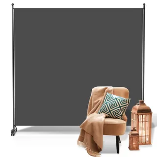 Fiqops Paravent Outdoor,Raumteiler auf Rollen 1-teilig 187×181 cm, Wetterfester Paravent für Outdoor & Büro - Anthrazit