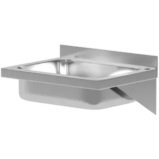 HENDI Waschbecken, Wandmontage, Spülengröße: 335x235x(H)114mm, Öffnung für Wasserhähnen: ø35mm, Abfluss: ø51mm, Spülbecken, Handwaschbecken, Edelstahlspüle, 400x290x(H)145mm, Edelstahl