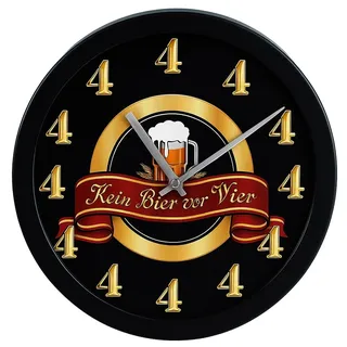 Out of the blue Wanduhr Kein Bier vor Vier – Mit Sound, 30 cm – Lustige Bieruhr für echte Genießer - Uhr - Geschenk für Geburtstag, Weihnachten