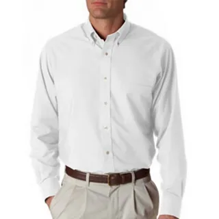 Van Heusen Herren Kleid Hemd Regular Fit Oxford Solid Buttondown Kragen, Weiss/opulenter Garten, L