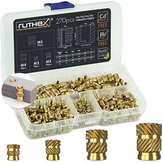 Ruthex M2/m3/m4/m5 Assortment Box-270pcs Gewindeeinsatz-set - Gold
