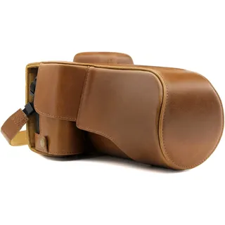 MegaGear MG1226 Kameratasche aus Leder mit Batteriezugriff, T7i, 800D, Kiss X9i, 77D, 9000D (18-135 mm), Hellbraun
