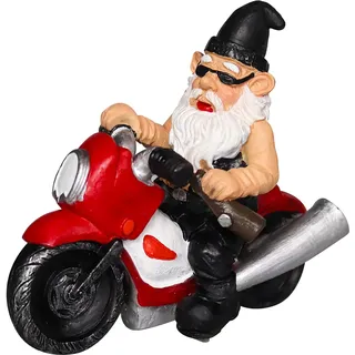 nezababy Lustige Gartenzwerg Dekoration Reiten Motorrad Statuen Freche Figuren Outdoor Indoor Rasen Hof Terrasse Skulpturen Harz