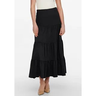 ONLY Maxirock "ONLMAY MAXI SKIRT" Baumwolle, mit Volant, schwarz