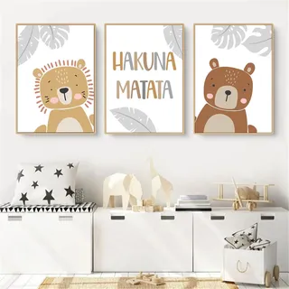 CULASIGN 3er Set Poster Kinderzimmer, Waldtiere Bilder Babyzimmer Deko Junge Mädchen, Tiere Kinderposter Set Wandbilder DIN A4 Kinderbilder ohne Bilderrahmen (CDG,30x40cm)