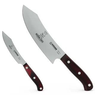 Giesser seit 1776 - Made in Germany - PremiumCut, Rocking Chef, Messerset 2 teilig, Kochmesser 20 cm, Officemesser 10 cm, Micarta, rot, rostfrei, Grillmesserset