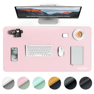 TECKNET Schreibtischunterlage, 80 x 40cm Große Tischschutzpolster, wasserdichte Laptop Desk Mat,PU Leder Tischunterlage, Abwischbar Schreibunterlage für Büro/Zuhause (Rosa)