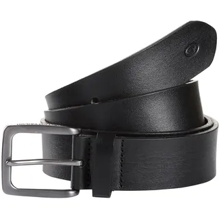 Ledergürtel TOM TAILOR "TTSCOTT", Herren, Gr. 120, schwarz, Rindsleder, unifarben, Gürtel Ledergürtel, 3,5 cm breit, Herrengürtel, Jeans und Casual, bis Gr. 120, Topseller