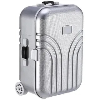 Mini Trolley Spardose Urlaub, Silber Urlaubskasse Geschenk, Reisekasse Geschenk mit Kartenfach & Beweglichen Rädern, Urlaubskasse Spardose Geschenkidee für Kinder, Jugendliche, Reisefans