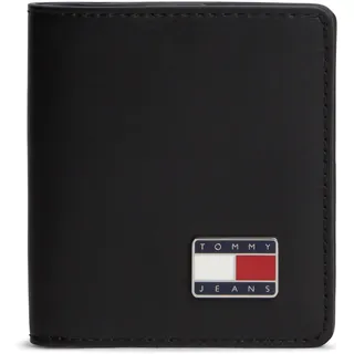 Tommy Jeans Geldbörse "TJM HERITAGE LEATHER CC & COIN" Herren Geldbeutel, Portemonnaie mit Druckknopf, schwarz