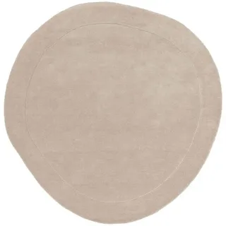 benuta Pure Wollteppich Shape Cream ø 200 cm rund , Textil , Beton Optik , Freiform , 200x200 cm , Gots , pflegeleicht , Teppiche und Böden, Teppiche, Schafwollteppiche