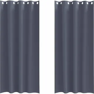 vidaXL Verdunkelungs-Vorhänge mit Ringen 2 pcs Anthrazit 225 x 140 cm - Grau