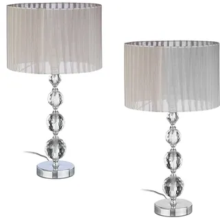 Relaxdays Tischlampe Kristalloptik Grau/Silber 2 St.