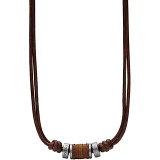 Fossil Kette mit Anhänger Schmuck Geschenk Edelstahl Braun