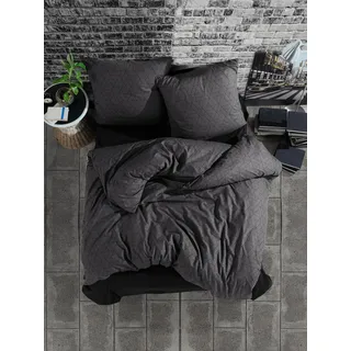 Bettwäsche Set zweiteilig, 155x220 cm Bettbezug, Baumwolle, Anthrazit, Monza V1 - Grau
