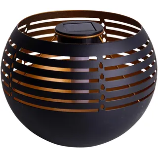 NÄVE Solarleuchte Metall/Kunststoff 16 cm inkl. Flammeneffekt schwarz/gold