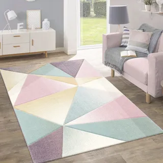 Paco Home »Kosy 310« rechteckig 15 mm Höhe Kurzflor, modernes geometrisches Muster, in schönen Pastell-Farben,