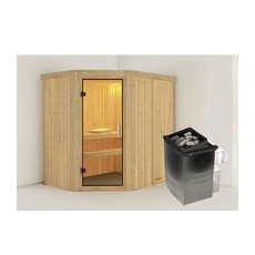 KARIBU Sauna »Vijandi«, inkl. 9 kW Saunaofen mit integrierter Steuerung, für 3 Personen - beige