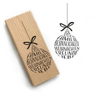 Weihnachtsstempel - Motiv: Christbaumkugel 4 - Motivgröße 94x42 mm - PR0018 - Motivstempel aus Holz & Gummi zum Karten basteln mit Weihnachtskugel Motiv, Weihnachten Stempel