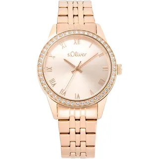 s.Oliver Damen Uhr Armbanduhr, Edelstahl IP Rose 2035435 - Gold