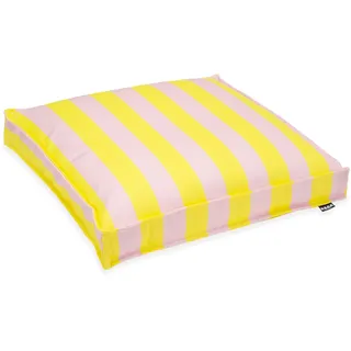 Sitzkissen H.O.C.K., gelb rosé, gestreift, Dekokissen_Sitzkissen_Kissenhüllen, B/L: 50cm x 50cm, 1 Stk., Bezug: 100% Polyacryl, gestreift, Sitzkissen, B:50cm H:5cm L:50cm