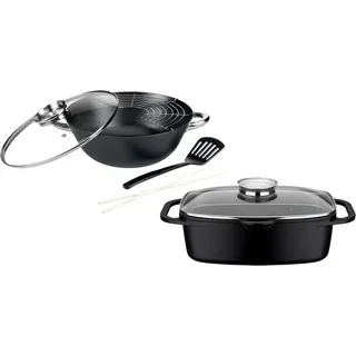 GSW Gourmet Granit Topf-Set 4-tlg. Bräter + Wok