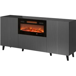 Mirjan24 Kommode Vamos Grey 180 mit Kamin , Anthrazit , Kunststoff , Rechteckig,Rechteckig , 181x83x42 cm , Kleinmöbel, Kommoden, Sideboards