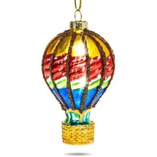 Sikora Heißluftballon besondere Weihnachtskugel Glas Christbaumschmuck Deko Figur Weihnachten Anhänger Ornament - Trend Line - BS384