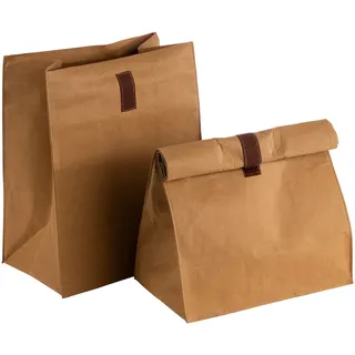 APS Lunchbag, 2er Set 25 x 15 cm, H: 30 cm 70% Naturfaser, 30% Kunstharz beige mit Klettverschluss