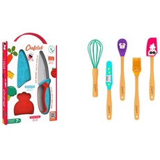 Chefclub Kids – Küchenmesser für Kinder – Messer aus Kunststoff und Edelstahl – Blau und Rot & Die Chefclub Kids Mini Utensilien: Süße Küchenutensilien für kleine Nachwuchs-Köche